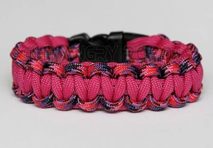 550 Paracord Survival Armband Slim - Candy Snake & Fushia - Bild 1 von 1