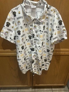 San Diego Padres Button-Up Shirt Graphic Print. Size L. MLB Baseball.  Preowned - Picture 1 of 3