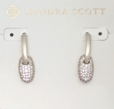 Kendra Scott 2-in-1 Convertible RP & White CZ Pave Charm Huggie Earrings w/DB - Image 1 of 4