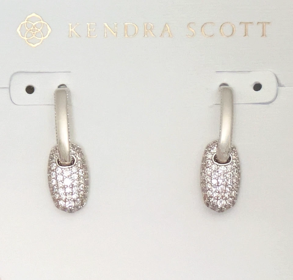 Kendra Scott 2-в-1 трансформируемый RP и белый CZ Pave подвеска Huggie серьги w/DB - Изображение 1 из 4