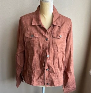 Jones New York Damen Gr. L Leinen Jacke hellbraun neu vorne geknöpft leicht - Bild 1 von 3