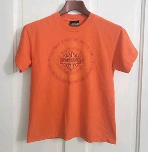 Harley-Davidson Youth T-shirt Size Large Orange Tie Dye 2001 - Picture 1 of 3
