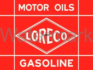 Insegna in metallo per oli motore e benzina Loreco 9" x 12" o 12" x 16" - Foto 1 di 1