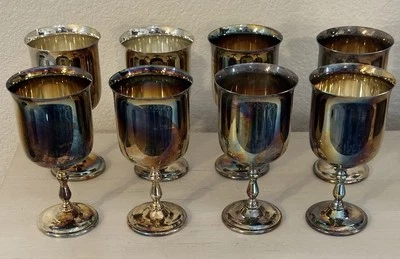 "8 copas de cáliz con patas de tallo de plateros Oneida de colección 5,75""" Foto 1 de 4