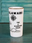 Vintage Delaware The Diamond State Souvenir 5" Milk Glass Tumbler Retro Graphics