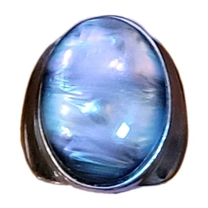 Vintage Navajo Achat oval silberfarben Bandring Gr. 8 schöner Stein Schmuck  - Bild 1 von 15