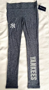 NY YANKEES PANTS WOMENS LEGGINGS FANATICS MEDIUM BLUE MARL COLOR MLB BASEBALL - Picture 1 of 7
