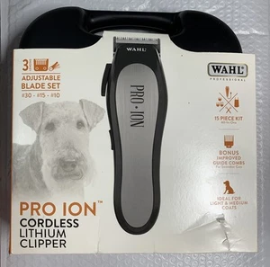 Wahl Pro Ion Lithium-Ion Rechargeable Cordless Dog Pet Clipper Set 30-15-10 Blad - Picture 1 of 4
