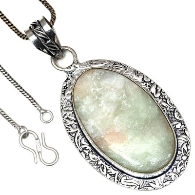 Pendant Amazonite Gemstone Valentine'Day Ethnic Silver Jewelry 2.25" - Image 1 of 4