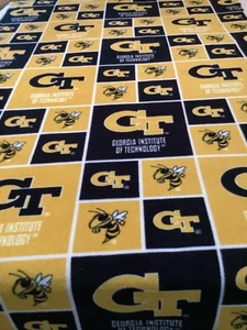 Georgia Tech University gelbe Jacken Fleecedecke hergestellt in den USA 56” x 84” - Bild 1 von 8