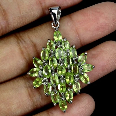 925 Sterling Silver Pendant Oval Peridot 5x3mm Natural Gemstone Jewelry - Image 1 of 4
