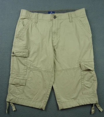 George Shorts Mens 34 Khaki Cargo Pockets Drawstring Hem Zip Fly Casual Utility - Image 1 of 4