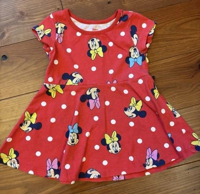 Disney Minnie Mouse Red And White Polka Dot Character Dress Size 12 Months — 第 1/4 张图片