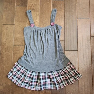 Side CCA Girl's Gray Plaid Dress - Size Large - Picture 1 of 16