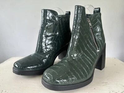 Женские сапоги челси Topshop зеленые с тиснением под крокодила Y2K размер 35 ЕС 4 США - Изображение 1 из 4