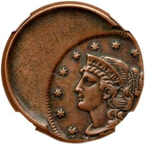 (1839-1857) NGC AU Details 30% Off Center Braided Hair Large Cent Coin 1c - Picture 1 of 3