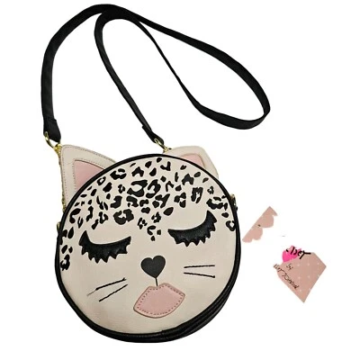 Круг через плечо Luv Betsey Johnson кошка искусственная кожа анималистический принт 7 дюймов x 2,5 дюйма - Изображение 1 из 4