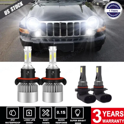 Для Jeep Liberty 2008-2011 2012 светодиодные фары Hi/Lo + противотуманные фары 4 лампы комбинированный комплект - Изображение 1 из 4