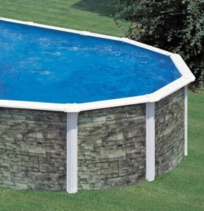 Pool 6,1x3,7x1,2m Steindekor Stahlwand Schwimmbecken - Bild 1 von 4