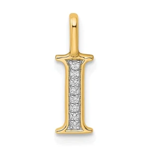 10k Yellow Gold Diamond Letter I Initial Pendant Gift for Mother - Picture 1 of 4