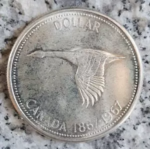 Kanada 1 Dollar 1967 Silbermünze - Kanufahrer - Elisabeth II. - Bild 1 von 2
