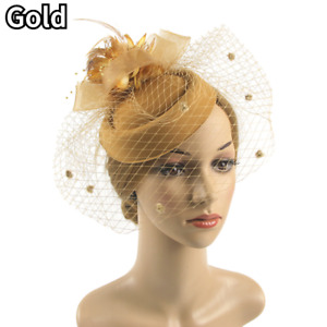 Lady Fascinator Hat 20s 50s Pillbox Hat with Veil Wedding Bride Party Headpiece