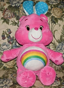 2015 JUMBO EASTER EARS PINK CHEER CARE BEAR RAINBOW PLUSH DOLL FIGURE TOY 24" T - Picture 1 of 4