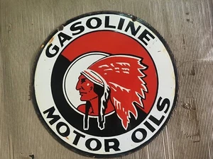 PORCELAIN RED INDIAN ENAMEL SIGN 36X36 INCHES DOUBLE SIDED - Picture 1 of 5