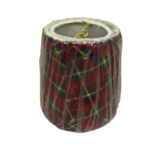 4"  Vintage Tall Red Plaid Tartan Clip On Lamp Shade NEW Old Stock - Picture 1 of 7
