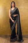 Indian Boutique Bollywood Exclusive Designer Wedding Wear New Trendy Black Saree
