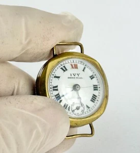 Vintage 1930s IVY Swiss Made Watch Roman Numerals, Blue Steel Hands, Enamel Dial - Picture 1 of 12