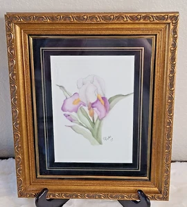 "Dipinto ad olio originale firmato vintage di C. Papke The Iris 2007 12" x 10" - Foto 1 di 7