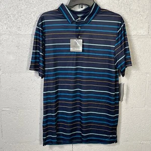 Polo de golf de manga corta con estampado de línea fina azul mediano PGA TOUR para hombre  - Imagen 1 de 10