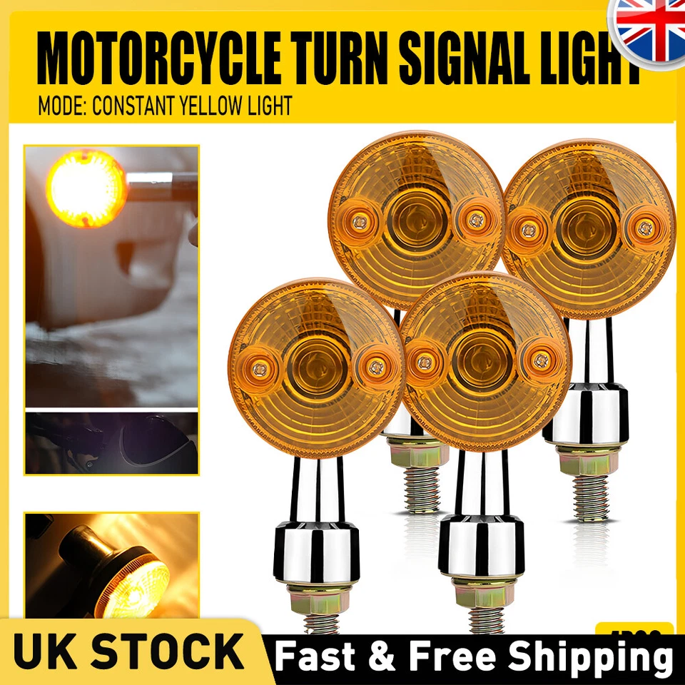 4X Classic Bullet Motorcycle Indicator Turn Signal Light Bulb Amber Blinker 12V - Image 1 of 4
