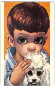 Margaret Keane "A Boy and His Dog" Artist-Signed 1962 Big Eyes Vintage Postcard - Picture 1 of 2