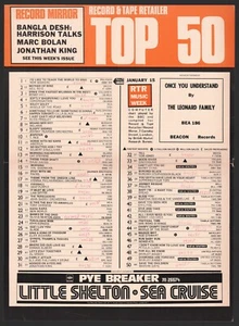 SONNY and CHER,TOM JONES,AL GREEN 1972 TOP 50 SONGS BY RECORD MIRROR Jan 15 - Picture 1 of 1