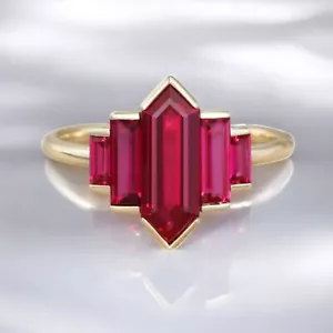Ruby Cluster Lab Created Ring 925 Sterling Silver Ring For Women Gift For Her - Picture 1 of 6