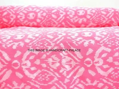 2.5 Yard Pink Ikat Printed Fabric Sewing Craft Dressmaking Cotton Fabric Indian - Image 1 of 3
