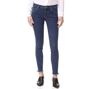 Iro 25 Jeans Jarod Raw Hem Skinny Denim Blue Dark Rinse Frayed Crop Shred Ankle - Picture 1 of 11
