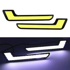2 X Weiß 12V DC COB Auto LED DRL Tagfahrlicht Tagfahrleuchten Nebel Lampe - Bild 1 von 6