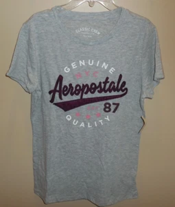 Aeropostale Classic Crew Girls Size Large Grey Gray Short Sleeve Top T-Shirt New - Picture 1 of 3