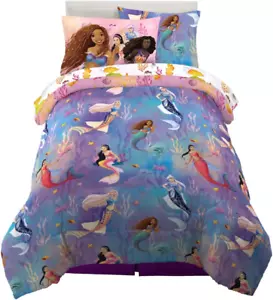 Disney Little Mermaid Ariel Kids Twin Bedding Super Soft Comforter and Sheet Set - Picture 1 of 8