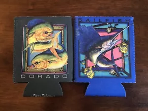 Set of 2 Flying Fisherman Neoprene Beer Can / Bottle Coozies - Sailfish Dorado - Picture 1 of 4