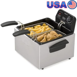 Dual Basket Stainless Steel Deep Fryer 1800W Immersion Heating Element Appliance - Picture 1 of 7