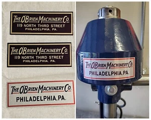 Replacement Vintage The O'Brien Machine Co. Company Tag Plate Antique Vintage - Picture 1 of 8