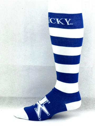 Kentucky Wildcats Blue & White Striped Thin Long Socks Cover