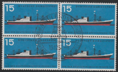 Alemania 1957 SC# 767 - Carguero de pasajeros moderno - Bloque de 4 - Lote usado # 113 Foto 1 de 2