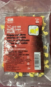 2packs Of 50-Gardner Bender PS-50Y, 12/2 NM Cable Plastic Staples 1/2inch 12.7mm - Picture 1 of 2