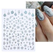 Nail Art Stickers Decals Christmas SILVER Snowflakes Baubles Reindeer Presents