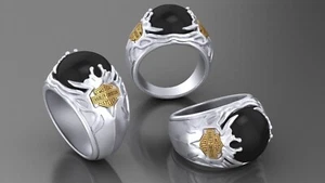 Natural Black Onyx Signet Ring Harley Davidson Fine Jewelry For Men's Christmas - Picture 1 of 10